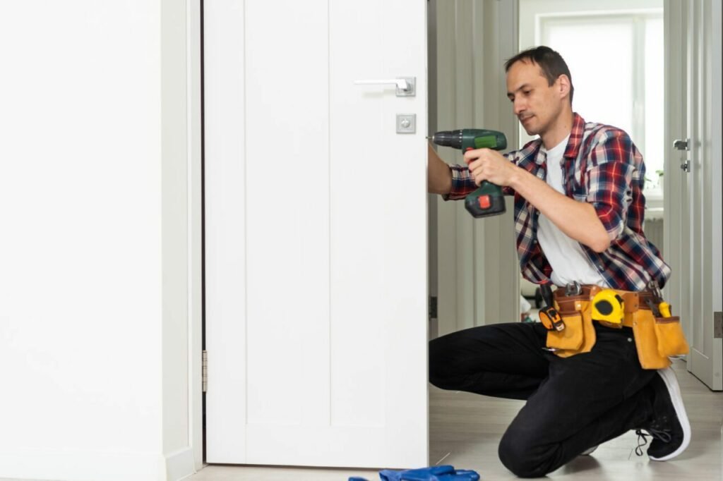 Serrurier professionnel à Colombes effectuant une intervention de maintenance de serrure